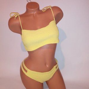 Abercrombie &‎ Fitch Swim Bikini Medium Top & Bottom Yellow Smocked String